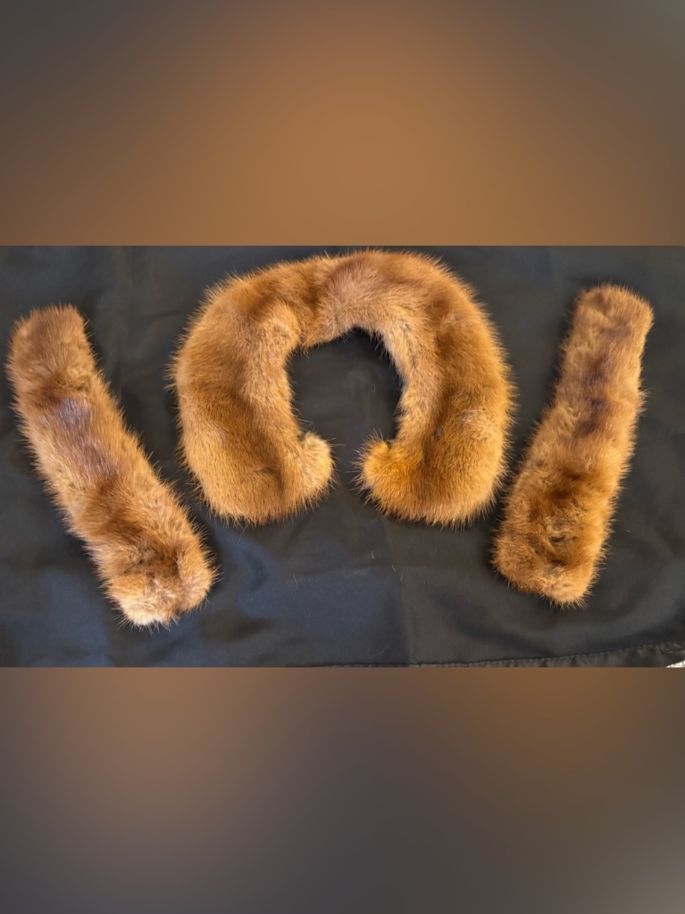 Vintage Brown Fur Collar and cuff Set